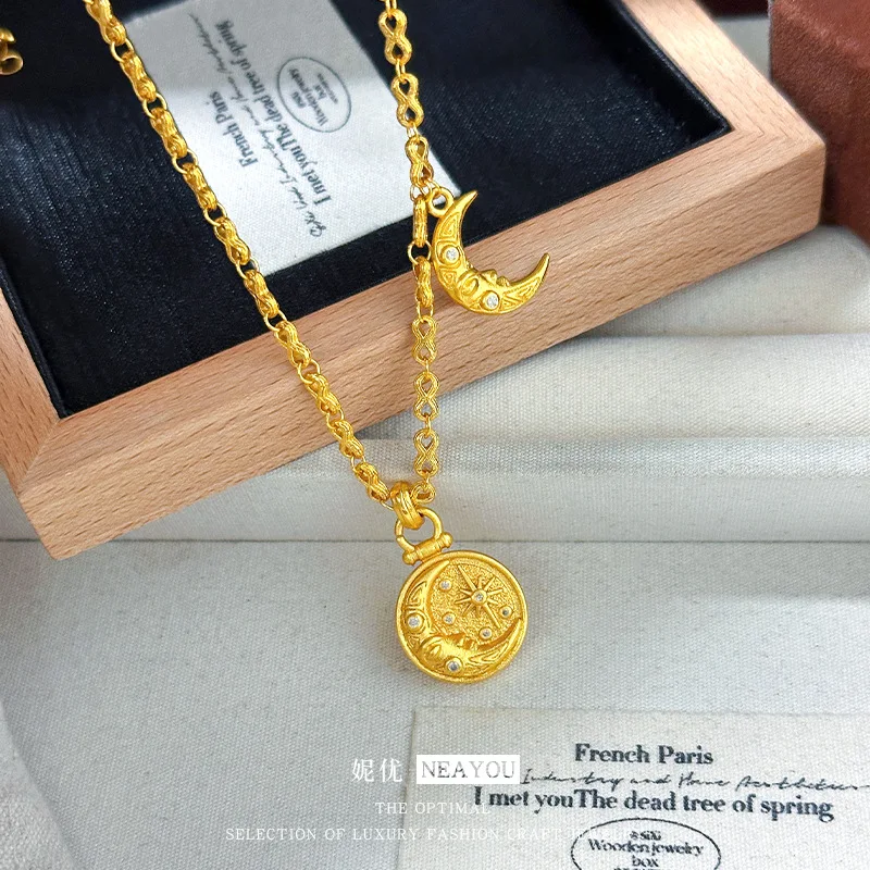 French Retro Dot Diamond Sun Moon Star Set Light Luxury Vintage Fashion Niche 9999 24K Real Gold Clavicle Chain High-end Feeling
French Retro Dot Diamond Sun Moon Star Set Light Luxury Vintage Fashion Niche 9999 24K Real Gold Clavicle Chain High-end Feeling