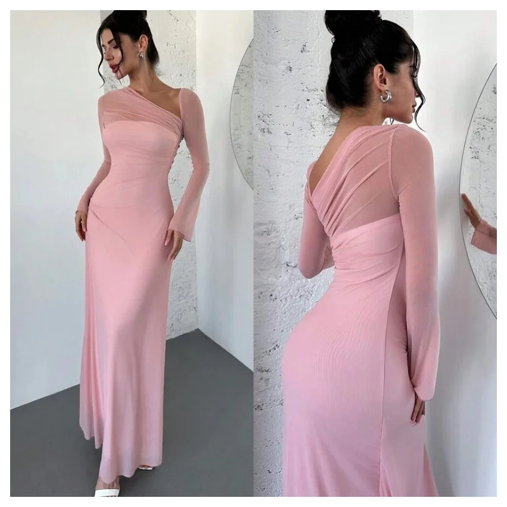 Customized Simple Pink Chiffon Evening Dress Formal Square Collar Long Sleeves Party Dress Fashion Straight Celebrity
Customized Simple Pink Chiffon Evening Dress Formal Square Collar Long Sleeves Party Dress Fashion Straight Celebrity