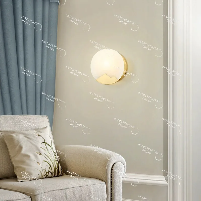 Nordic simple living room background wall full copper marble wall lamp
Nordic simple living room background wall full copper marble wall lamp
