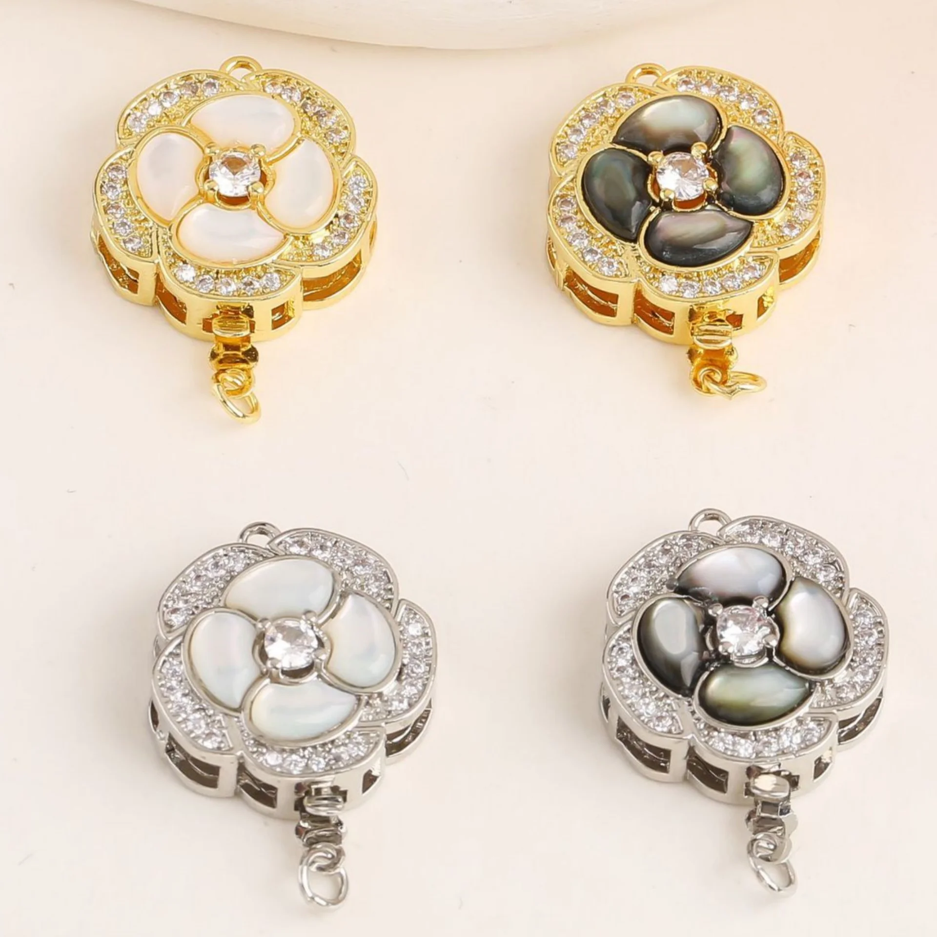 18K Gold Plated Full Zirconium Rose Brass Jewellery Connectors Fasteners for DIY Needlework Necklace Bracelet Making Accessories
18K Gold Plated Full Zirconium Rose Brass Jewellery Connectors Fasteners for DIY Needlework Necklace Bracelet Making Accessories