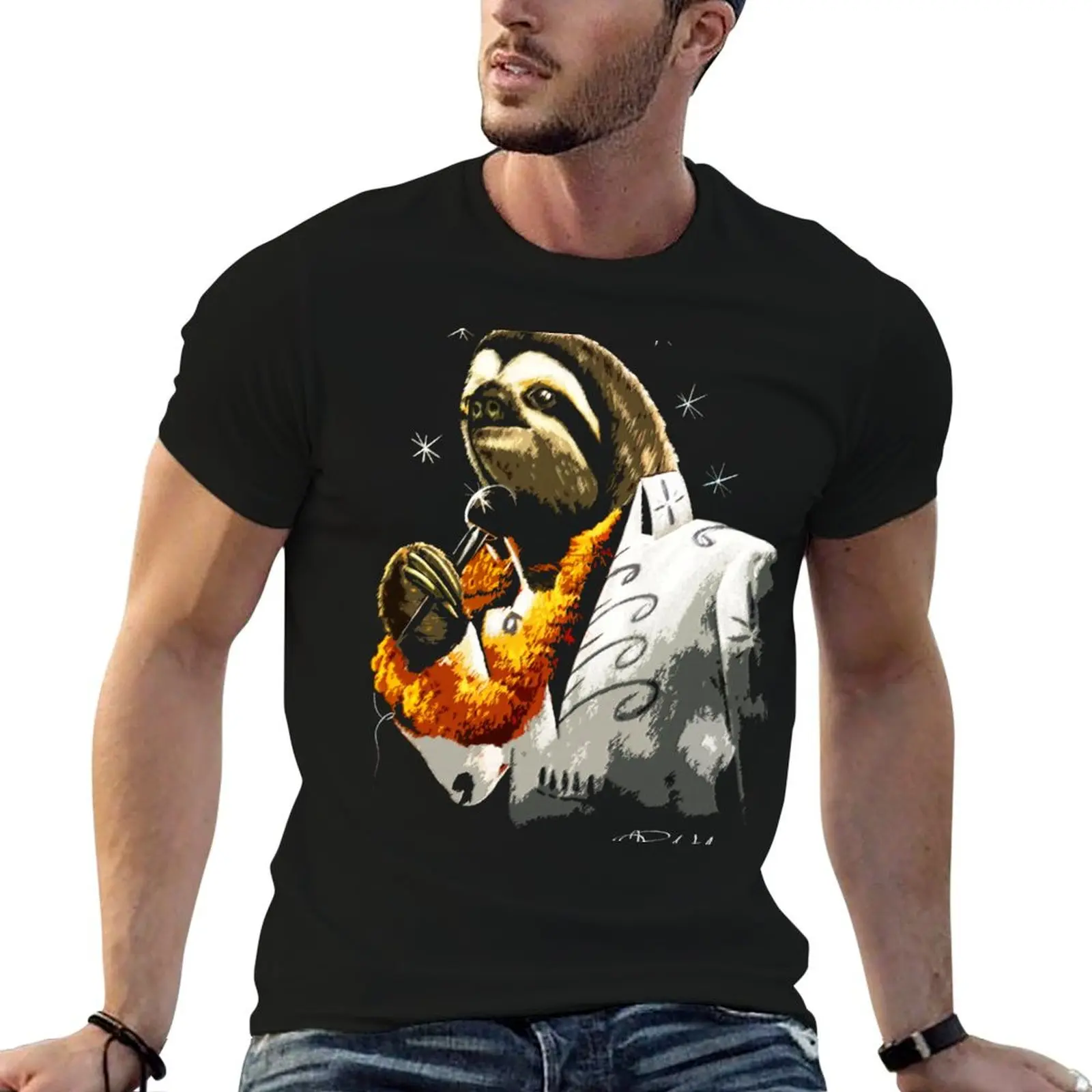 Black Velvet Painting Sloth T-Shirt football t shirt affliction shirts Funny t-shirts Men's cotton t-shirt
Black Velvet Painting Sloth T-Shirt football t shirt affliction shirts Funny t-shirts Men's cotton t-shirt