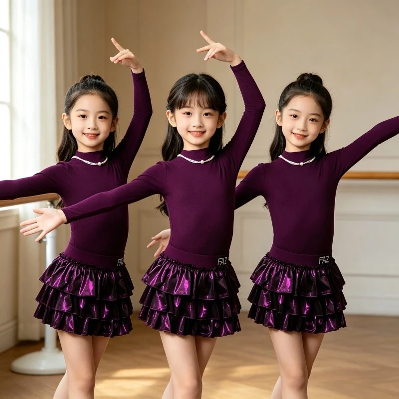 Girls Autumn Winter High End Dance Costume Professional Latin Ballroom Clothes Kids Practice Performance Dance Set Dancewear
Girls Autumn Winter High End Dance Costume Professional Latin Ballroom Clothes Kids Practice Performance Dance Set Dancewear