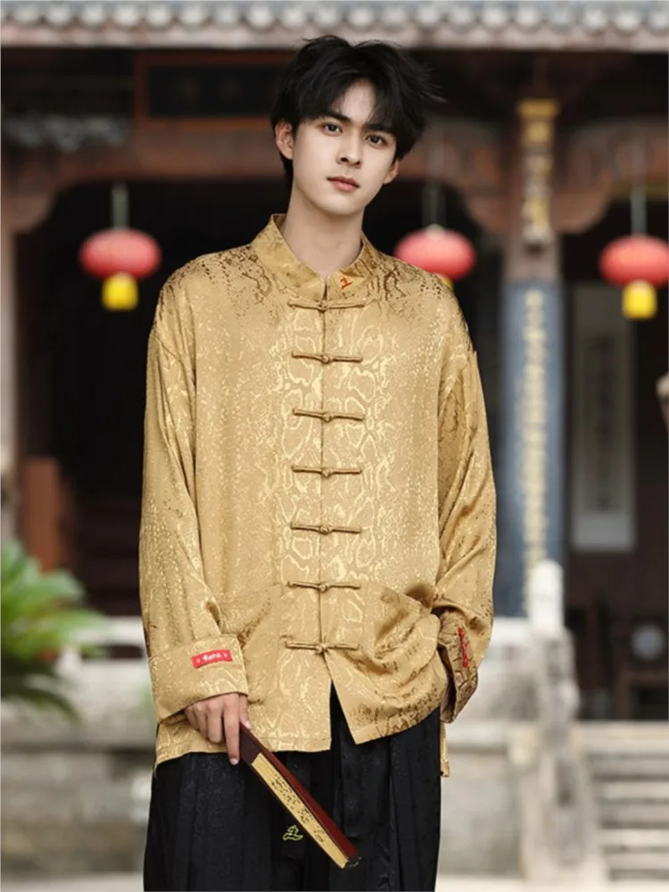 New Chinese-style button-button shirts and national trend ice silk jacquard coats for men women
New Chinese-style button-button shirts and national trend ice silk jacquard coats for men women