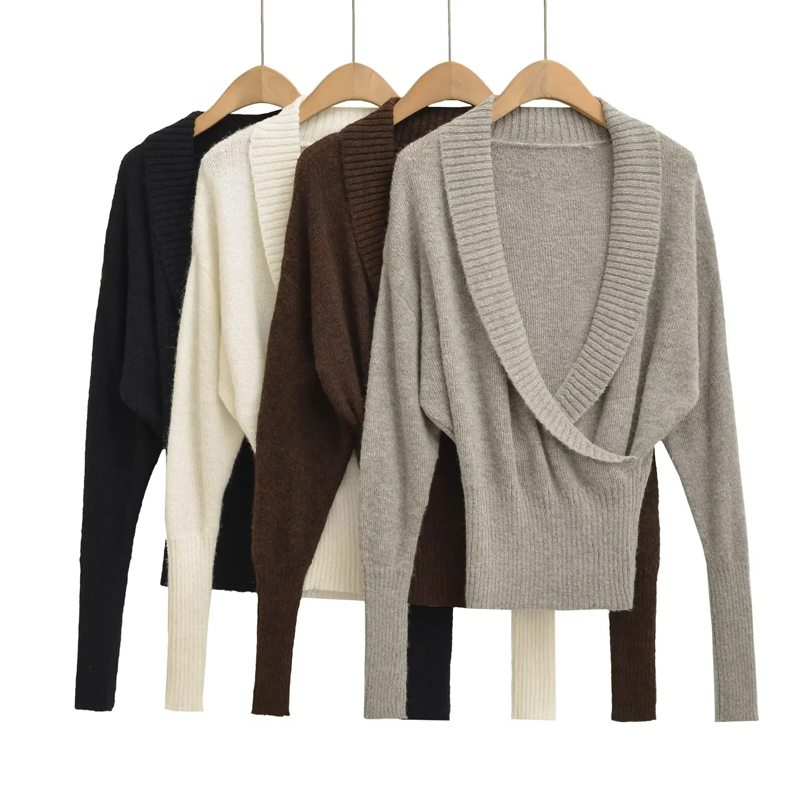 Весенне-осенний новый модный женский свитер с воротником и перекрестным дизайном, простой однотонный вязаный топ для женщин
Весенне-осенний новый модный женский свитер с воротником и перекрестным дизайном, простой однотонный вязаный топ для женщин