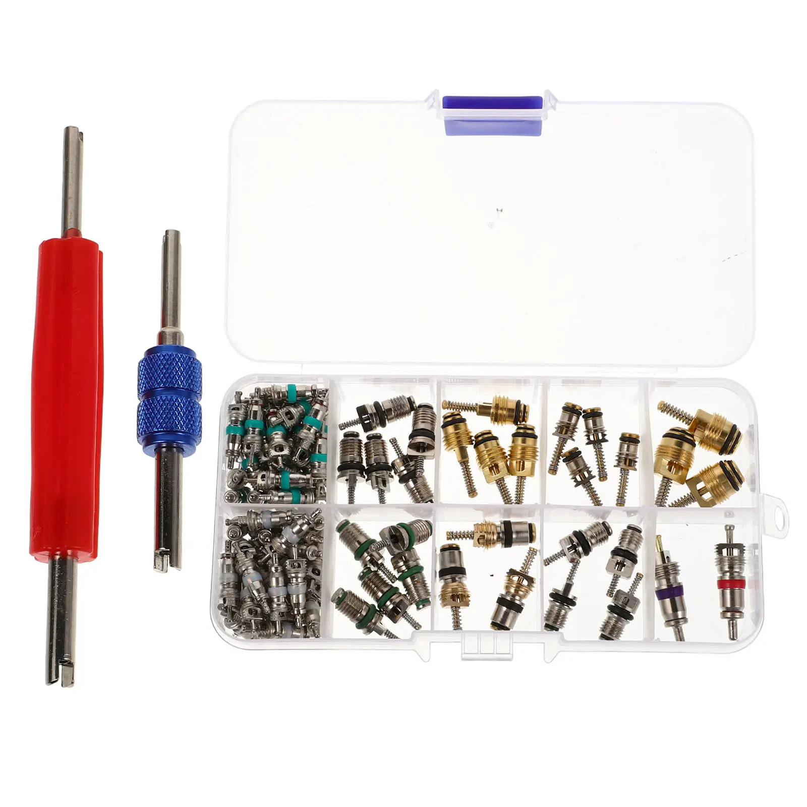 102Pcs Air Conditioner Valve Core Set R134a Car Valve Core Kit Dual Head Remover Installer Tool Automotive Ac Repair Accessories
102Pcs Air Conditioner Valve Core Set R134a Car Valve Core Kit Dual Head Remover Installer Tool Automotive Ac Repair Accessories