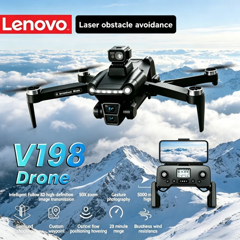 Obstacle Avoidance Foldable Brushless FPV Professional HD 8K Drone GPS Quadcopter Mini Aerial Photography Lenovo V198
Obstacle Avoidance Foldable Brushless FPV Professional HD 8K Drone GPS Quadcopter Mini Aerial Photography Lenovo V198
