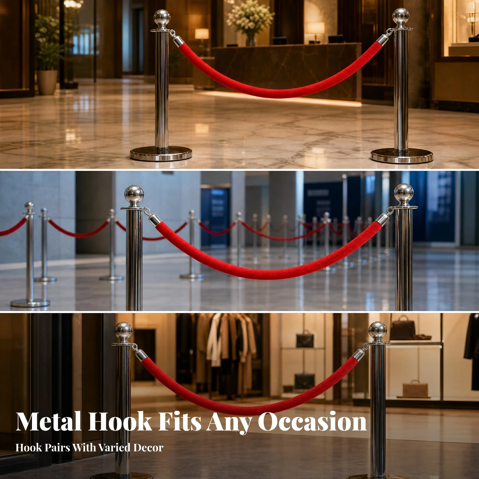 Red Velvet Rope Metal Fittings Velvet Barrier Rope Luxury Look Heavy Duty
Red Velvet Rope Metal Fittings Velvet Barrier Rope Luxury Look Heavy Duty