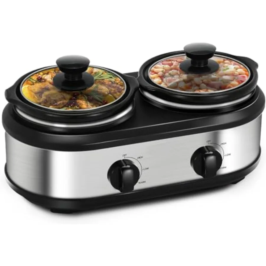 Dual Slow Cooker Buffet Server Food Warmer with 3 Adjustable Temperature Modes Double Slow Cooker with 1.5 QT Ceramic Pot and R
Dual Slow Cooker Buffet Server Food Warmer with 3 Adjustable Temperature Modes Double Slow Cooker with 1.5 QT Ceramic Pot and R