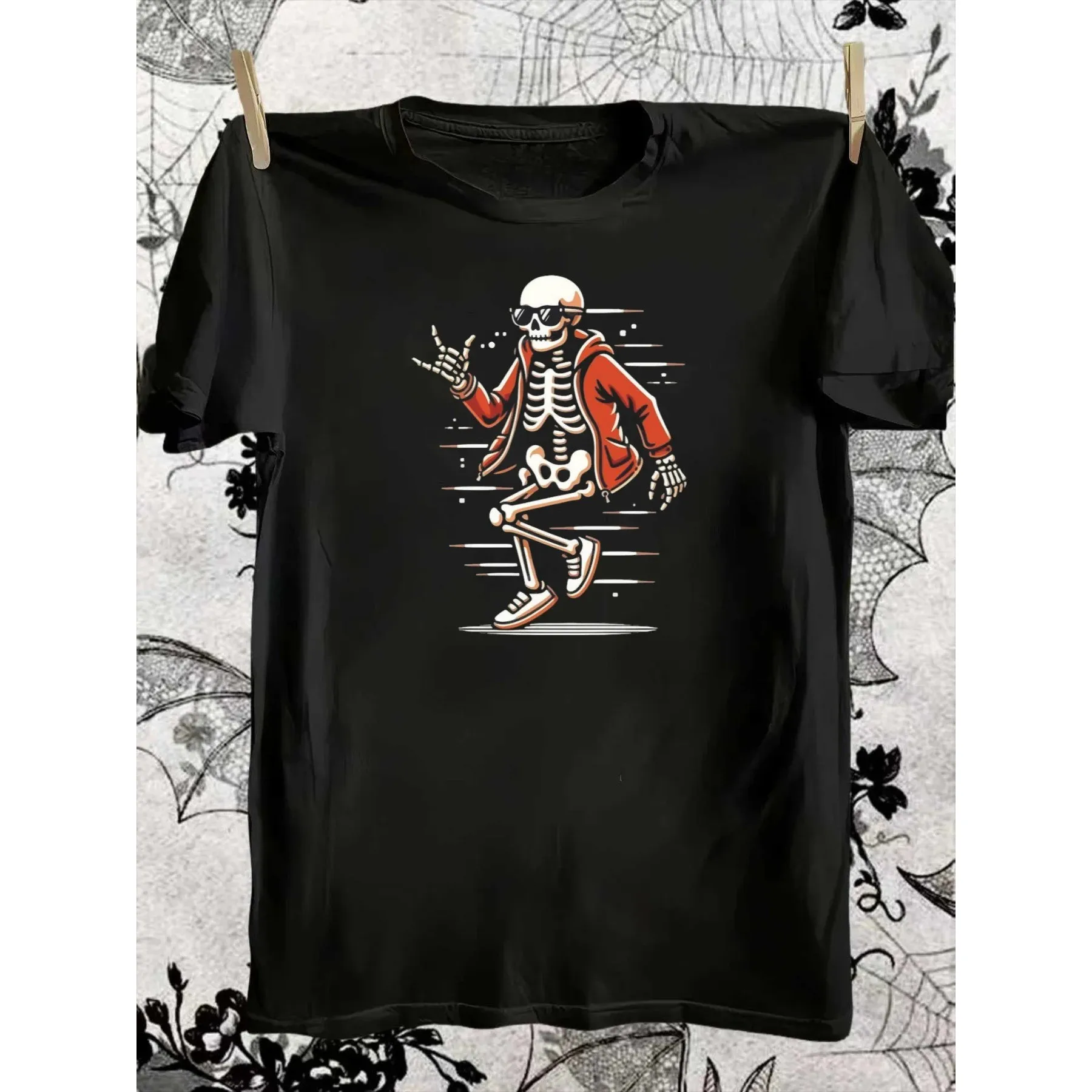 Rocker Skeleton Graphic Tee Funny Cool Skull Print Men's Short Sleeve Cotton T-Shirt
Rocker Skeleton Graphic Tee Funny Cool Skull Print Men's Short Sleeve Cotton T-Shirt