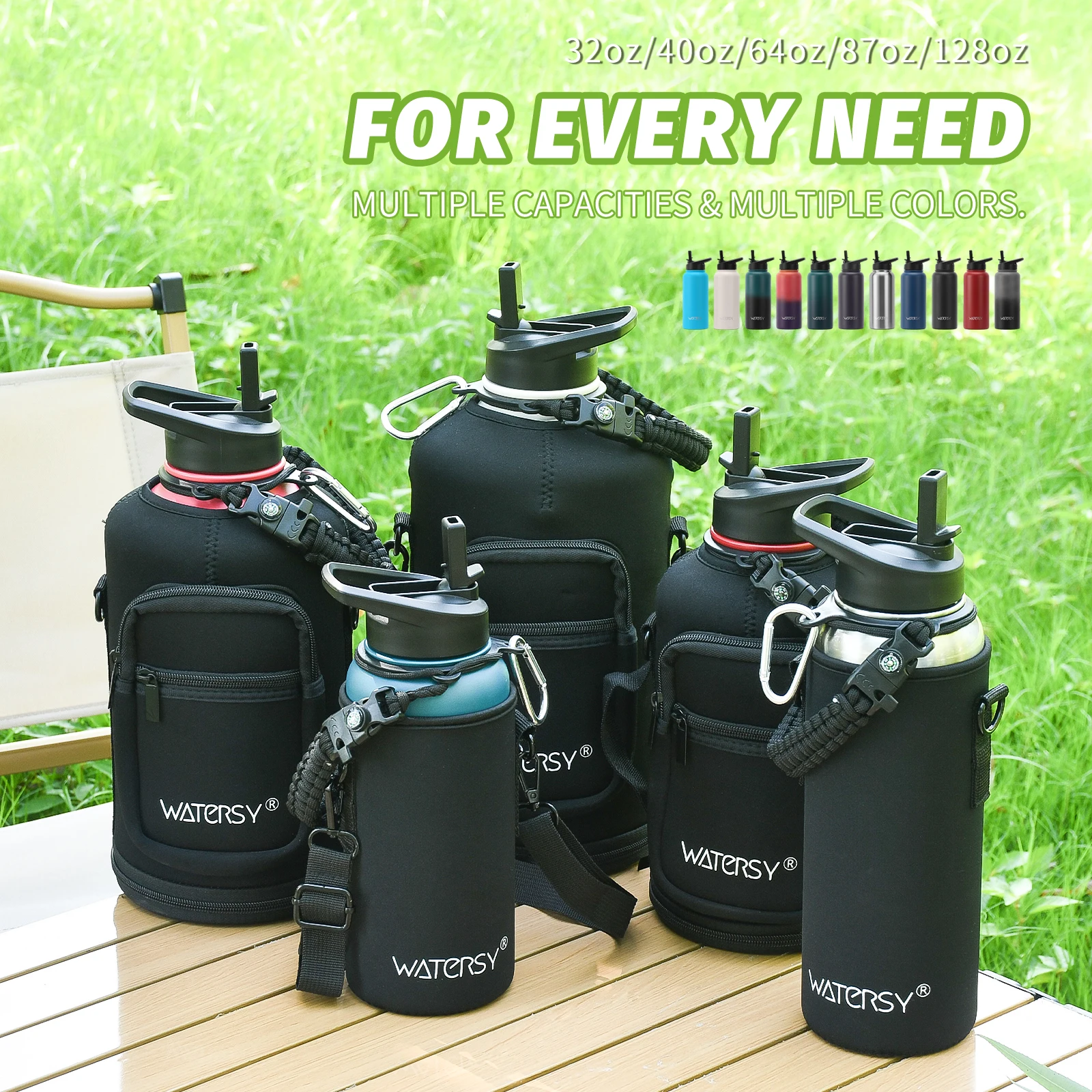 Изолированная бутылка для воды Watersy 32/40/64 унций, большая емкость, спортивные термосы из нержавеющей стали с ручкой, уличные путешествия, кемпинг
Изолированная бутылка для воды Watersy 32/40/64 унций, большая емкость, спортивные термосы из нержавеющей стали с ручкой, уличные путешествия, кемпинг