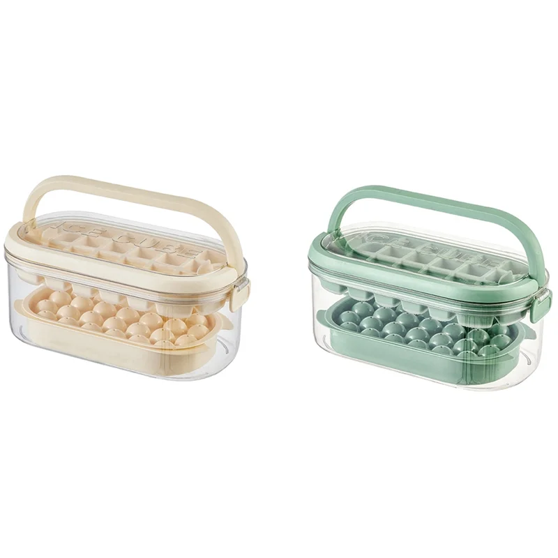 ABGE-Ice Cube Tray With Lid And Portable Ice Bin, Round Ice Trays, Ice Bucket With Cover&Handle And Ice Scoop, Set Of 2
ABGE-Ice Cube Tray With Lid And Portable Ice Bin, Round Ice Trays, Ice Bucket With Cover&Handle And Ice Scoop, Set Of 2