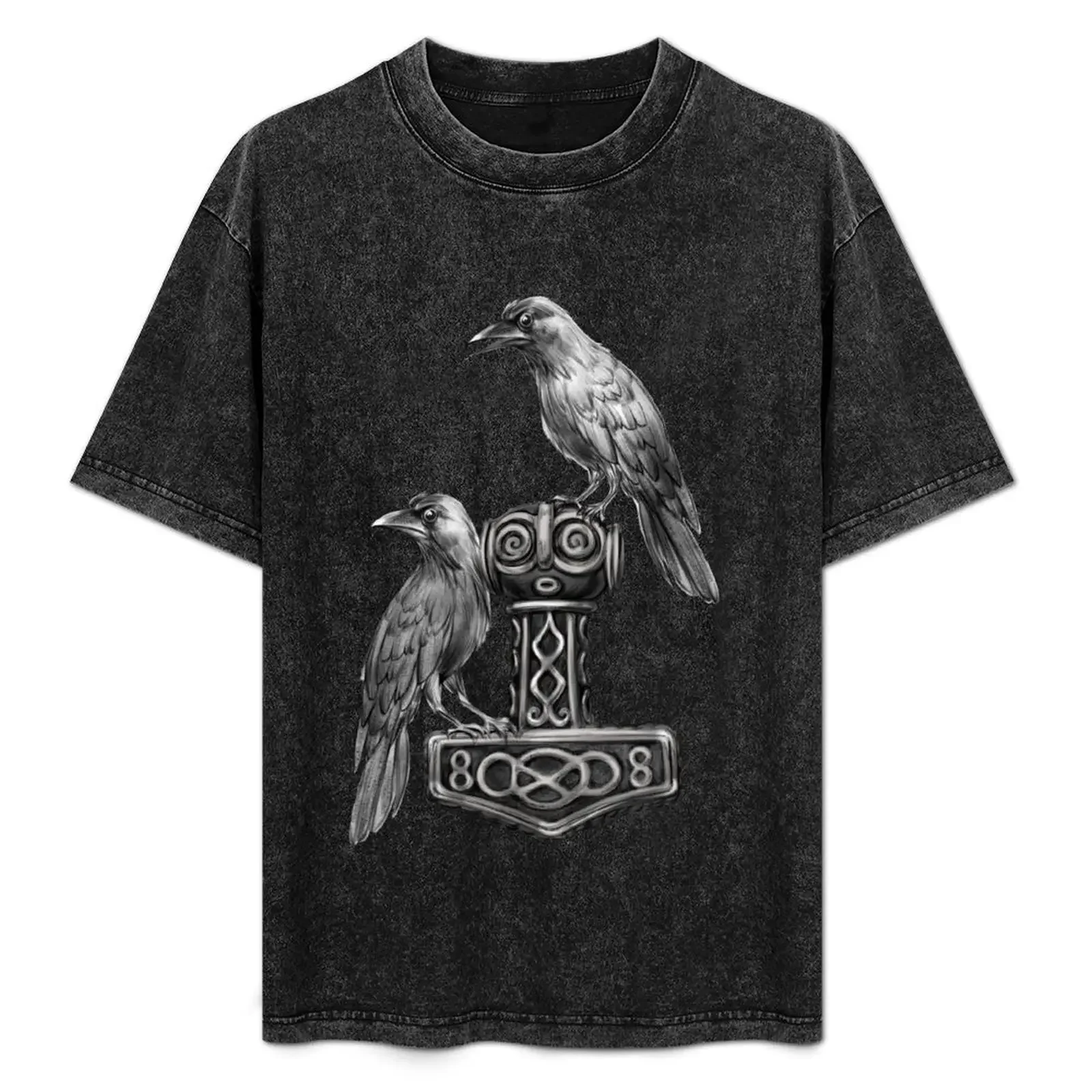Thor Hammer Mjlnir with Odin Ravens Hugin and Munin T-Shirt Casual Trendy Short Sleeve T-Shirt
Thor Hammer Mjlnir with Odin Ravens Hugin and Munin T-Shirt Casual Trendy Short Sleeve T-Shirt