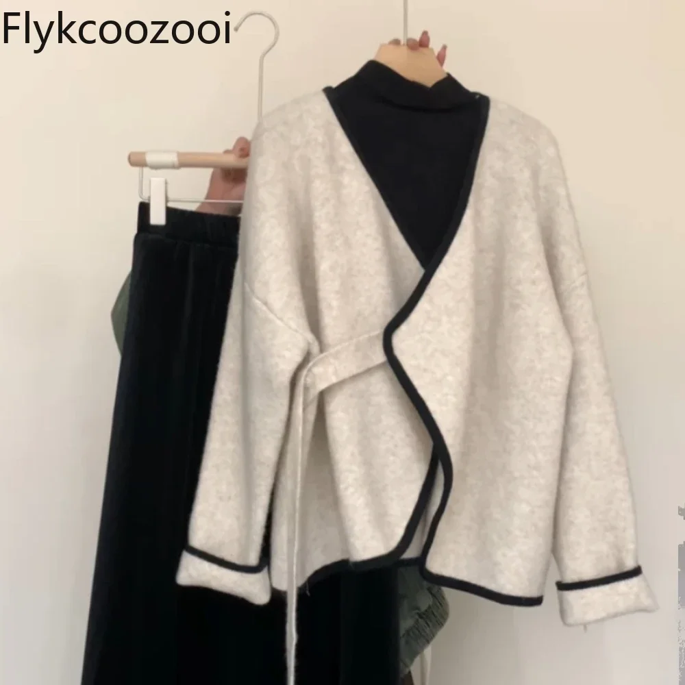 Korean Style Design Contrasting Color V-neck Lace-up Jacket Top for Wome Autumn and Winter Gentle Niche Casual Slimming Cardigan
Korean Style Design Contrasting Color V-neck Lace-up Jacket Top for Wome Autumn and Winter Gentle Niche Casual Slimming Cardigan