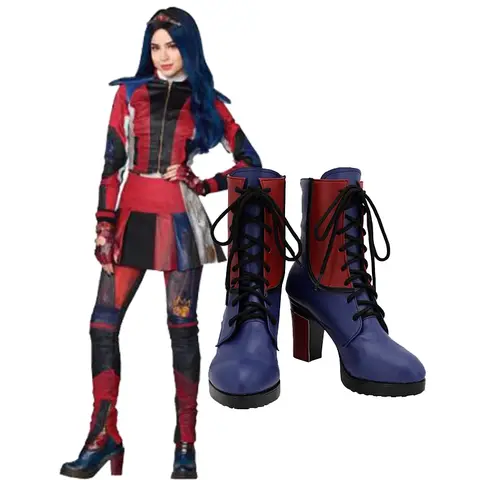Descendentes 3 Sapatos Cosplay para Homens e Mulheres, Peruca Anime do Filme, Custom Made, Botas Altas, Festa para Adultos