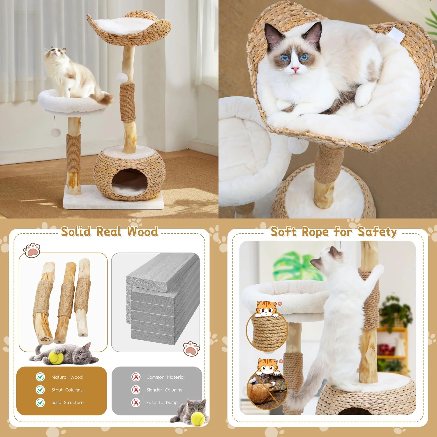 Modern Cat Tree Tower with Jumping Platforms, Baskets, Cat Condo, 40" Cat Scratching Posts for, Customized
Modern Cat Tree Tower with Jumping Platforms, Baskets, Cat Condo, 40" Cat Scratching Posts for, Customized