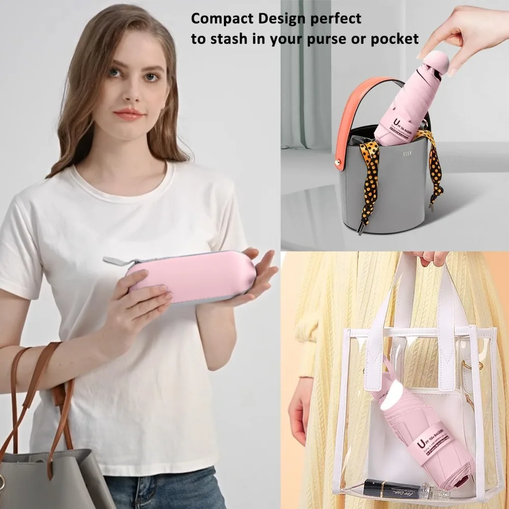 Дорожный мини-зонт для сумочки с футляром, небольшой компактный УФ-защита от солнца, легкий крошечный карманный зонт для женщин 
Дорожный мини-зонт для сумочки с футляром, небольшой компактный УФ-защита от солнца, легкий крошечный карманный зонт для женщин