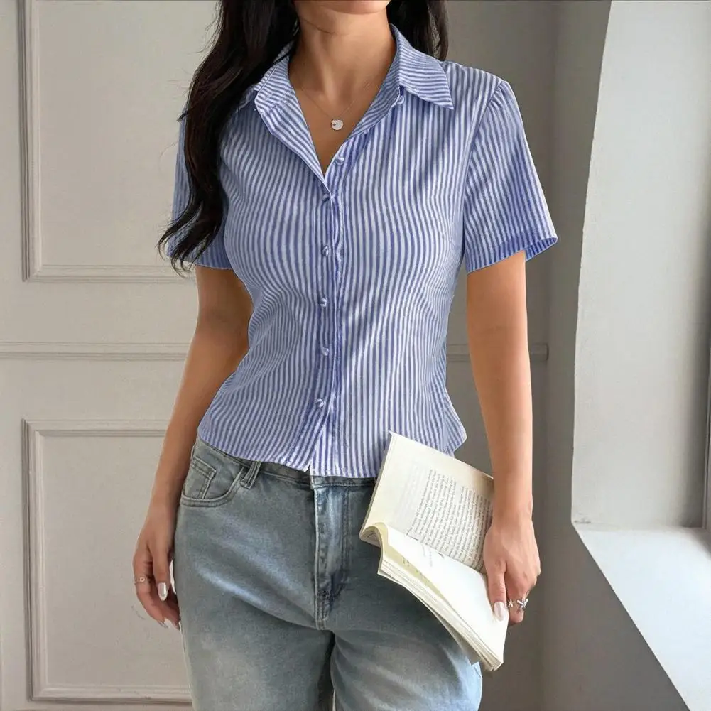 Women Blouse Women Tops Women’s V Neck Shirt Short Sleeve Striped Top Slim Fit Summer Blouse Versatile Commuting Style Tee
Women Blouse Women Tops Women’s V Neck Shirt Short Sleeve Striped Top Slim Fit Summer Blouse Versatile Commuting Style Tee