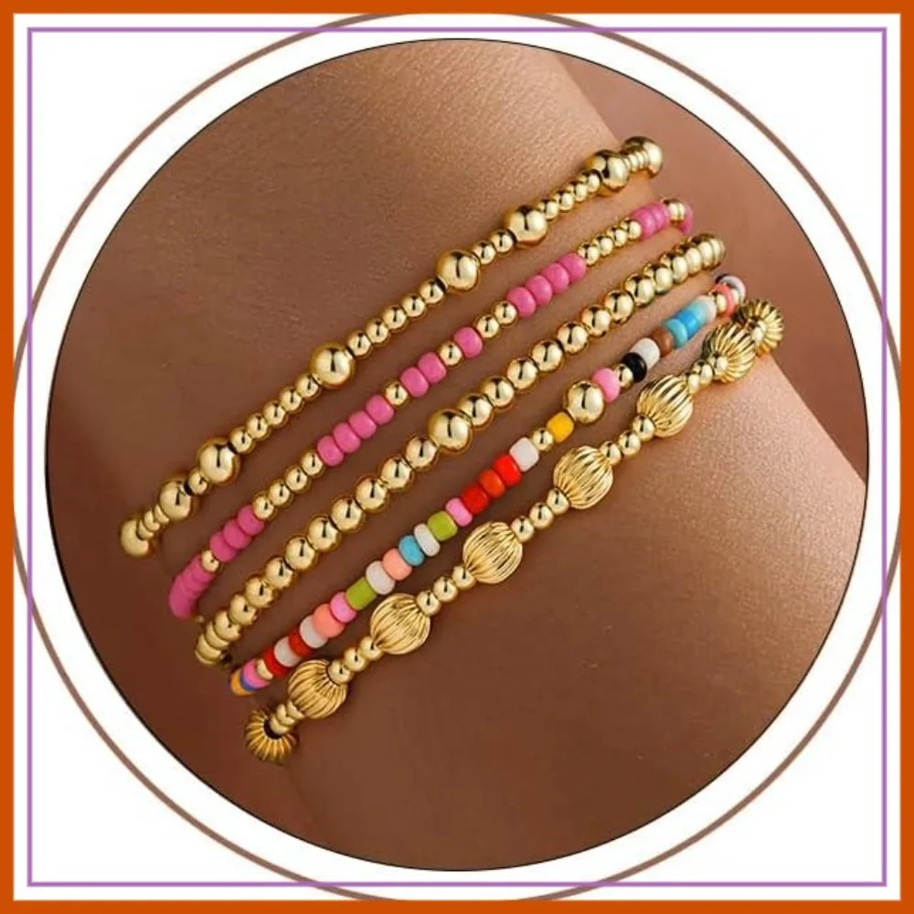 14K Gold Plated Stackable Beaded Bracelets Set - Turquoise, Pearl & Cross Beads for Women
14K Gold Plated Stackable Beaded Bracelets Set - Turquoise, Pearl & Cross Beads for Women