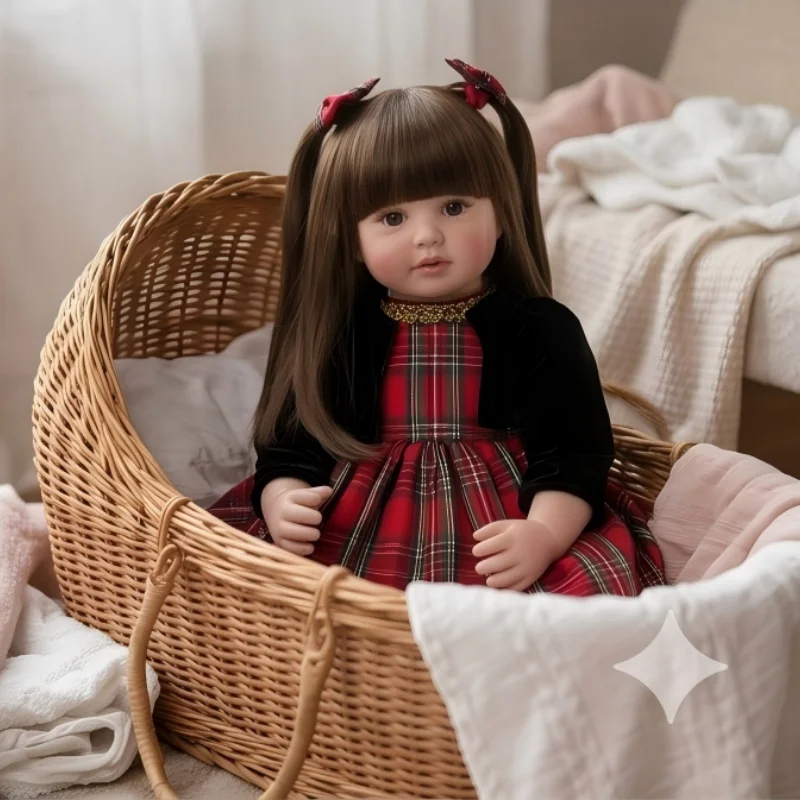 20Inch 50Cm Lifelike Reborn Toddler Girl Doll Long Brown Hair Realistic Bebe Reborn, Black Velvet Coat + Red Plaid Dress Outfit Weighted Soft Body Collectible Birthday Christmas Gift for Collectors.
20Inch 50Cm Lifelike Reborn Toddler Girl Doll Long Brown Hair Realistic Bebe Reborn, Black Velvet Coat + Red Plaid Dress Outfit Weighted Soft Body Collectible Birthday Christmas Gift for Collectors.