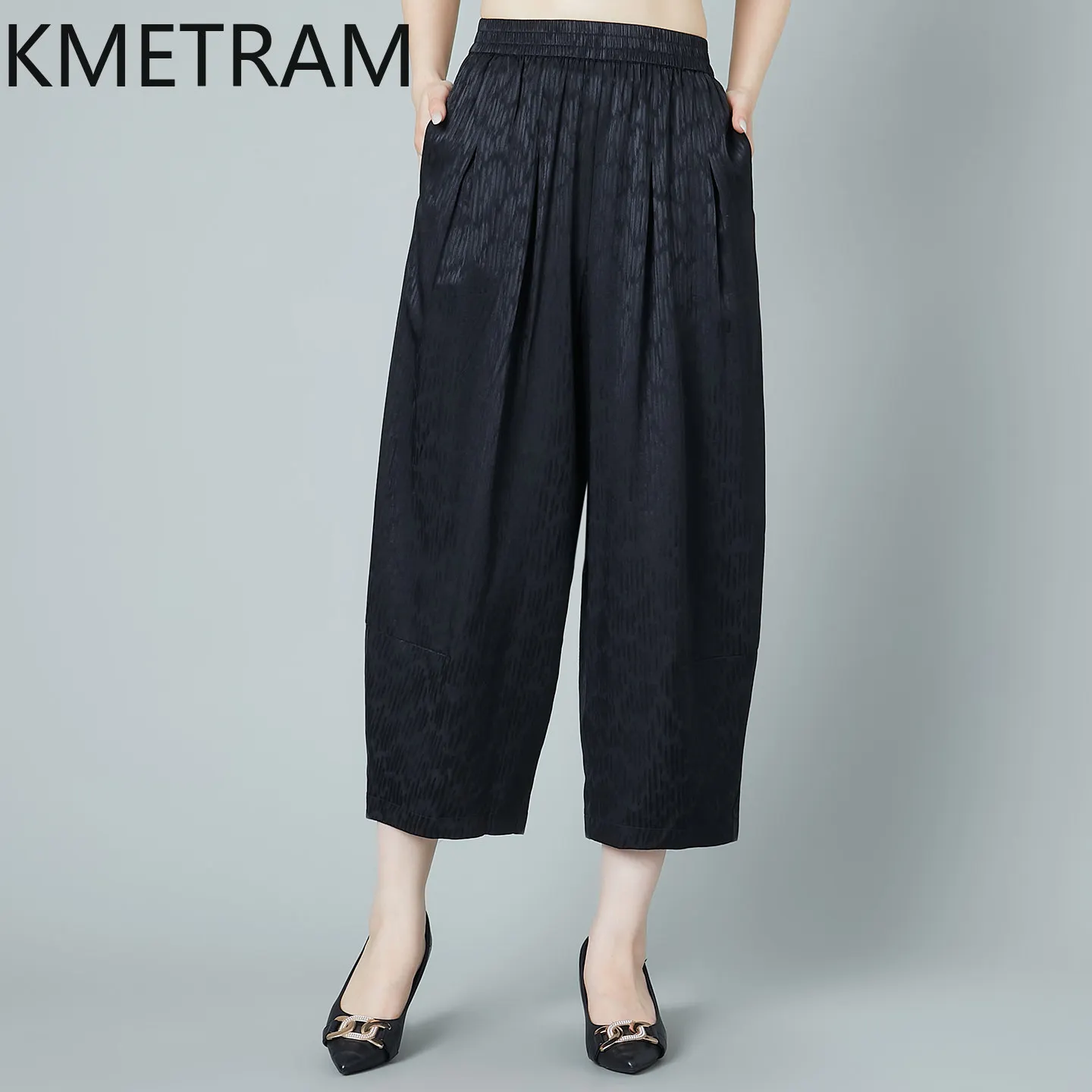 KMETRAM 90% Real Mulberry Silk Trousers Women 2026 Summer Black High-waisted Casual Harem Pants Female Clothing Pantalones Mujer
KMETRAM 90% Real Mulberry Silk Trousers Women 2026 Summer Black High-waisted Casual Harem Pants Female Clothing Pantalones Mujer