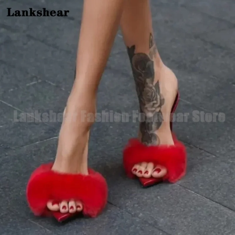 Sexy Soft Fur Pointy Toe Mules Slippers Women Shoes Summer Pointy Toe Slip On Stiletto High Heels Sandalias De Mujer Verano
Sexy Soft Fur Pointy Toe Mules Slippers Women Shoes Summer Pointy Toe Slip On Stiletto High Heels Sandalias De Mujer Verano