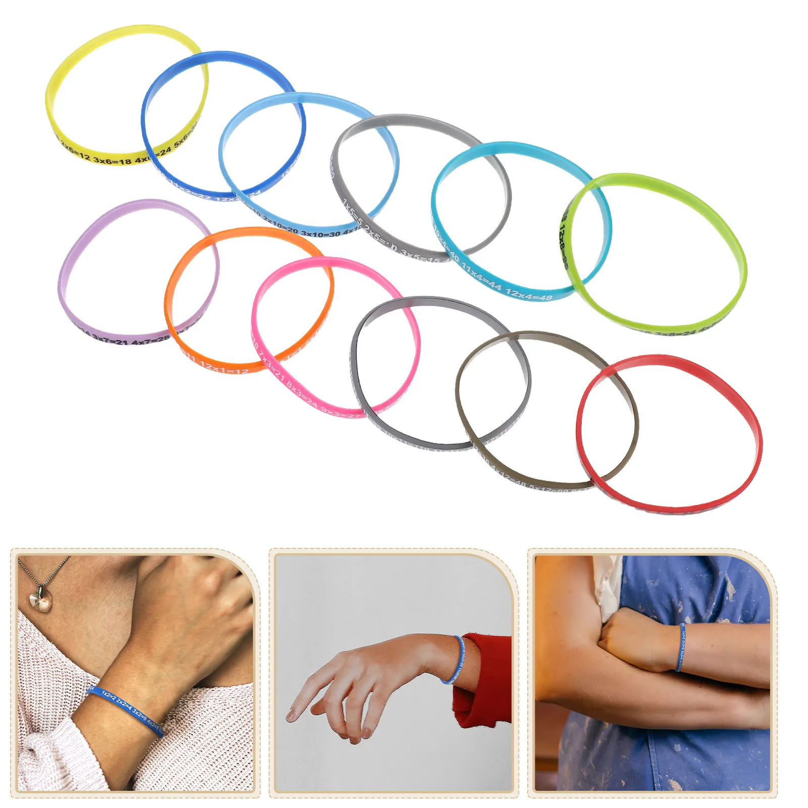 12Pcs Multiplication Tables Wristband Silicone Student Wristband Math Teaching Aid Comfortable Elastic Bracelet School
12Pcs Multiplication Tables Wristband Silicone Student Wristband Math Teaching Aid Comfortable Elastic Bracelet School