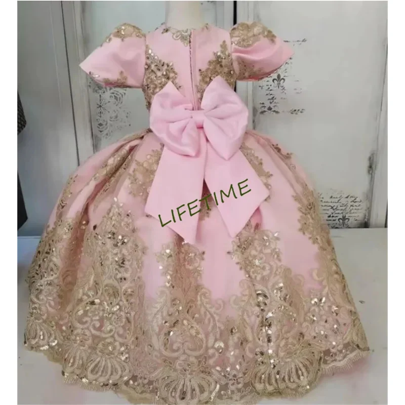 Champagne Lace Beads Pink Baby Girls Dresses with Big Bow O neck Long Kids Clothes Girls Party Dresses Birthday Gown
Champagne Lace Beads Pink Baby Girls Dresses with Big Bow O neck Long Kids Clothes Girls Party Dresses Birthday Gown