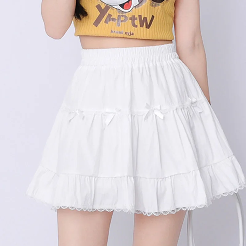 Black Mini Skirt Women Korean Fashion Lace Patchwork Skirts Bow Kawaii Elastic High Waist All Match A Line Skirts Summer New
Black Mini Skirt Women Korean Fashion Lace Patchwork Skirts Bow Kawaii Elastic High Waist All Match A Line Skirts Summer New