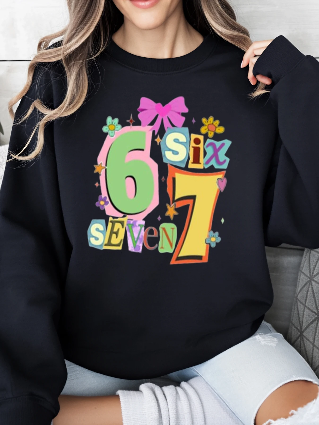 Толстовка с принтом для празднования дня рождения Number Six Seven, женская повседневная одежда, наряд для вечеринки, черный, больших размеров
Толстовка с принтом для празднования дня рождения Number Six Seven, женская повседневная одежда, наряд для вечеринки, черный, больших размеров
