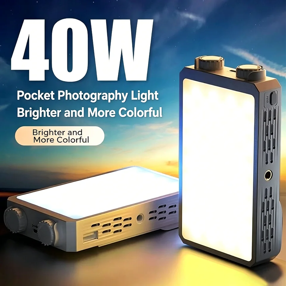 2026 New HOT 40W Mini Portable LED Fill Video Light with Built-In Rechargeable Battery Fill Light for Mobile Phone Charging PD
2026 New HOT 40W Mini Portable LED Fill Video Light with Built-In Rechargeable Battery Fill Light for Mobile Phone Charging PD