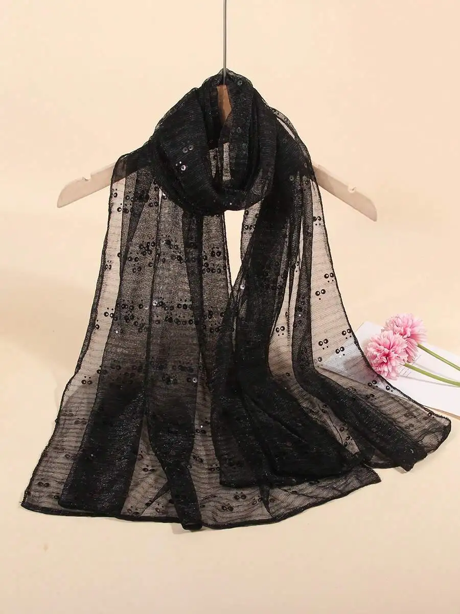 Womens Lightweight Black Sequin Scarf Shawl Wrap For Daily Beach Sun Protection
Womens Lightweight Black Sequin Scarf Shawl Wrap For Daily Beach Sun Protection
