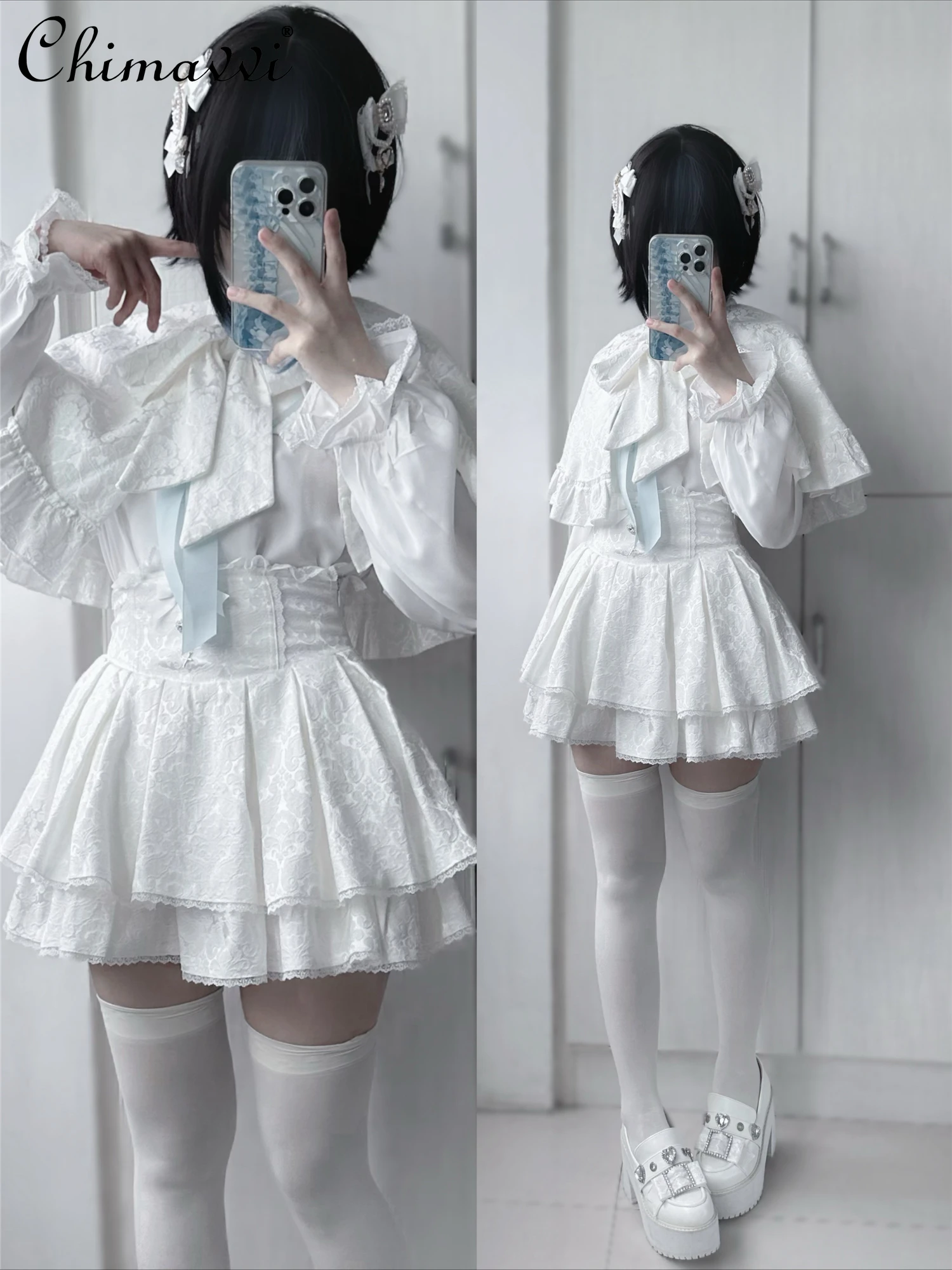 Japanese Sweet Girls Women Skirt Set 2024 Autumn Clothes New Lolita Lace Loose Shirt Top Short Skirt Cape Elegant Y2k Outfits
Japanese Sweet Girls Women Skirt Set 2024 Autumn Clothes New Lolita Lace Loose Shirt Top Short Skirt Cape Elegant Y2k Outfits