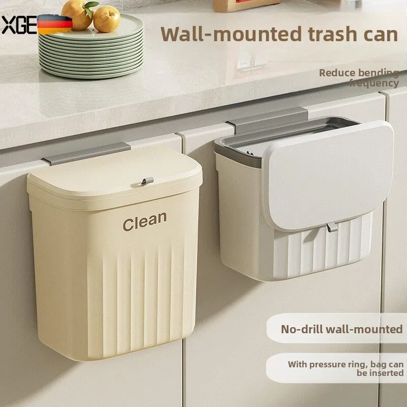 Kitchen Bathroom Large Capacity Wall-Mounted Trash Can with Lid Home Use Garbage Canister 304 Stainless Steel Inner Tub
Kitchen Bathroom Large Capacity Wall-Mounted Trash Can with Lid Home Use Garbage Canister 304 Stainless Steel Inner Tub