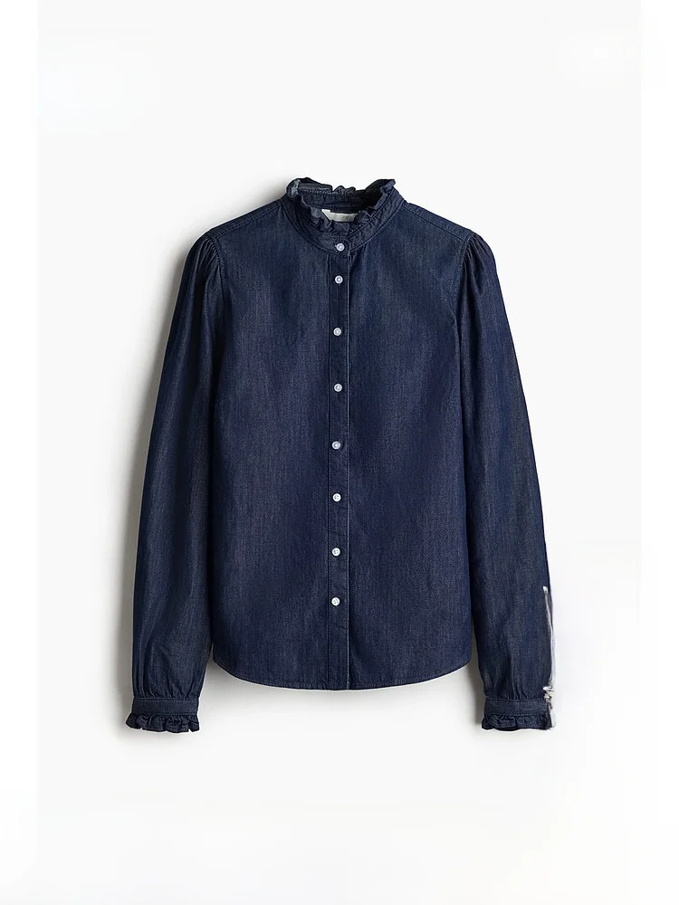 H&M Women's Denim Shirt Summer Floral Lace Collar Long Sleeve round Neck Commute Cotton Blend Business Casual Fashion
H&M Women's Denim Shirt Summer Floral Lace Collar Long Sleeve round Neck Commute Cotton Blend Business Casual Fashion