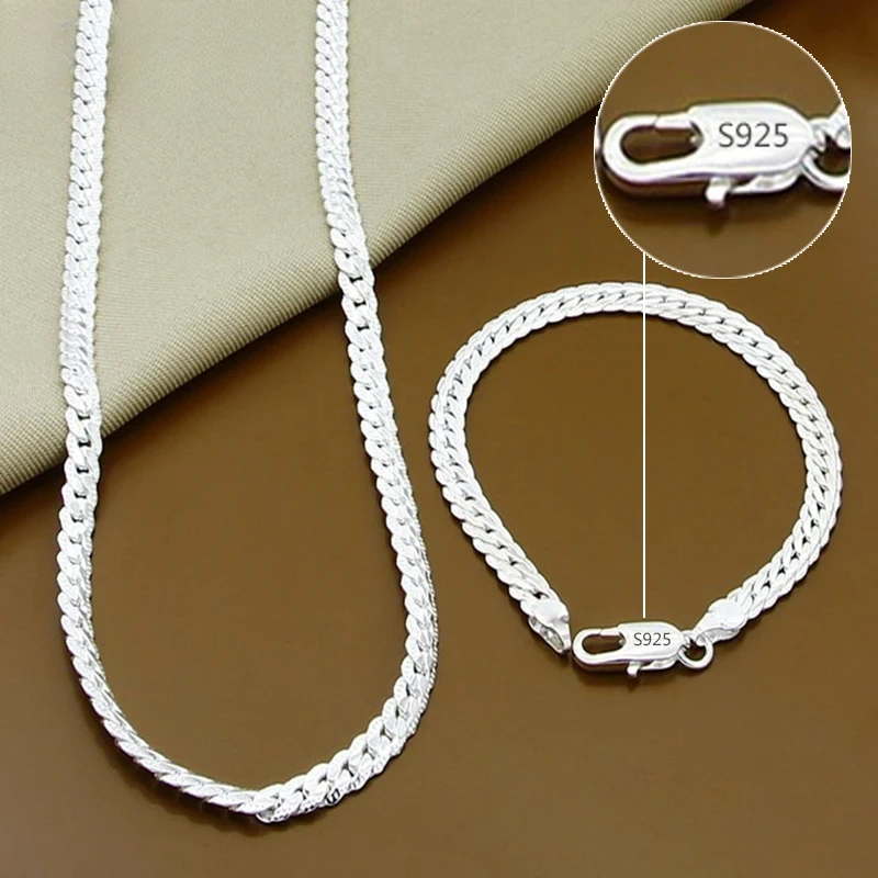 925 Sterling Silver 8/16/18/20/22/24 Inch 6mm Side Chain Necklaces For Woman Men Simple Punk Necklaces Charm Wedding Jewelry
925 Sterling Silver 8/16/18/20/22/24 Inch 6mm Side Chain Necklaces For Woman Men Simple Punk Necklaces Charm Wedding Jewelry