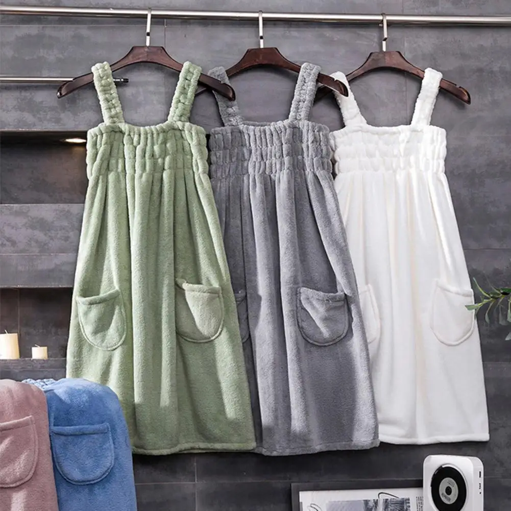Quick-drying Bath Dress Luxurious Coral Fleece Bath Robe with Quick Absorbent Technology Elastic Bust Design Pockets for Beach
Quick-drying Bath Dress Luxurious Coral Fleece Bath Robe with Quick Absorbent Technology Elastic Bust Design Pockets for Beach