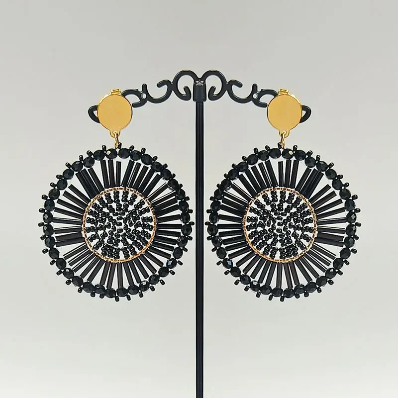 Beaded earrings Round Black Originality Long pipe Hollow out Hand knitting Bohemia Alloy Crystal Tide Simple Rice bead earrings
Beaded earrings Round Black Originality Long pipe Hollow out Hand knitting Bohemia Alloy Crystal Tide Simple Rice bead earrings