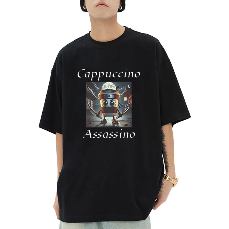 Cappuccino Assassino Graphic T Shirt Funny ltalian Brainrot Meme short sleeve T-shirts Men Women personality Cotton Tops Unisex
Cappuccino Assassino Graphic T Shirt Funny ltalian Brainrot Meme short sleeve T-shirts Men Women personality Cotton Tops Unisex