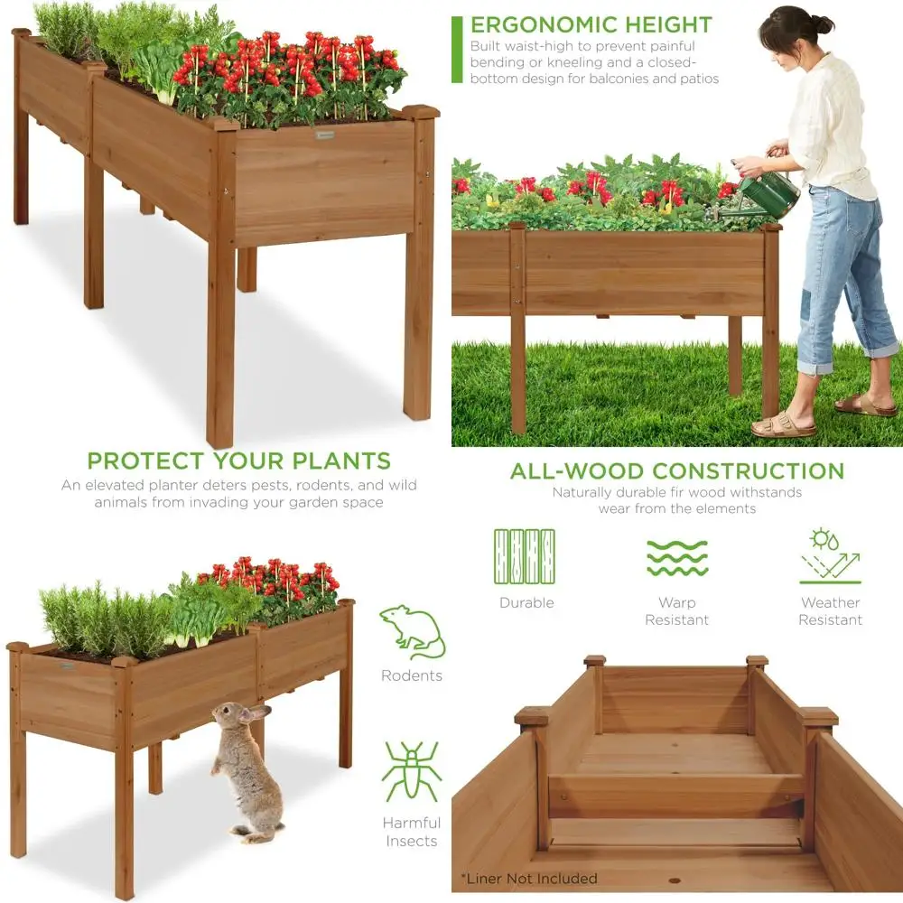Best Choice Products 72x24x30in Raised Garden Bed, Elevated Wood Planter Box Stand for Backyard, Patio, Balcony w/Divider Panel,
Best Choice Products 72x24x30in Raised Garden Bed, Elevated Wood Planter Box Stand for Backyard, Patio, Balcony w/Divider Panel,