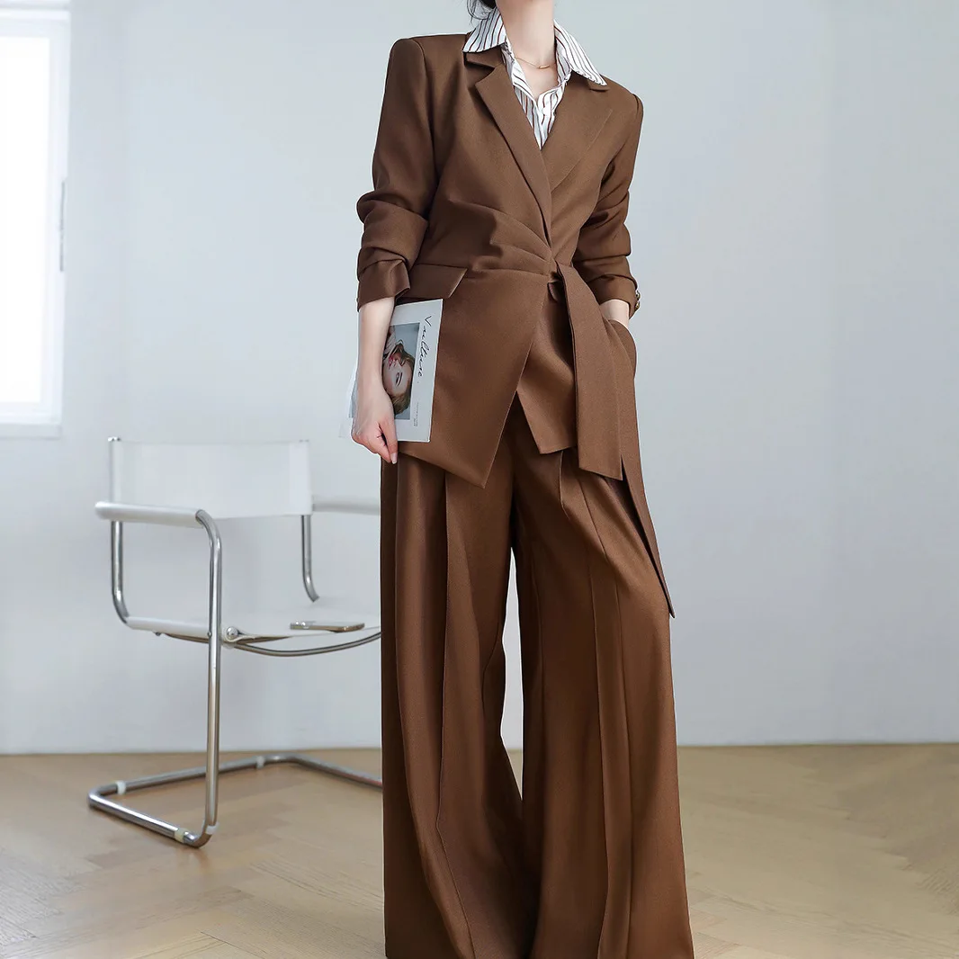 SuperAen Oversize Women Long-sleeved Slimming Lace-up Casual Suit Spring and Autumn New Wide-leg Pants Two-piece Set
SuperAen Oversize Women Long-sleeved Slimming Lace-up Casual Suit Spring and Autumn New Wide-leg Pants Two-piece Set