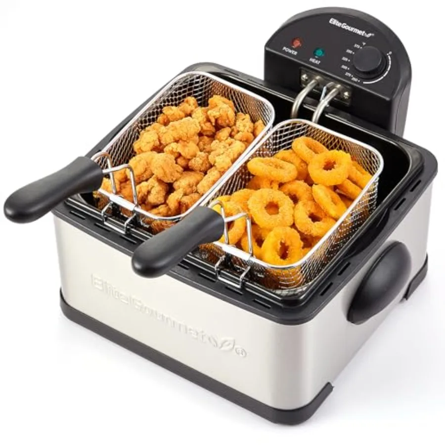 Electric Deep Fryer 4.5 Qt Total Oil Capacity Dual 2-Qt Split Baskets 1700 Watts Stainless Steel Separates Foods for Simultaneo
Electric Deep Fryer 4.5 Qt Total Oil Capacity Dual 2-Qt Split Baskets 1700 Watts Stainless Steel Separates Foods for Simultaneo