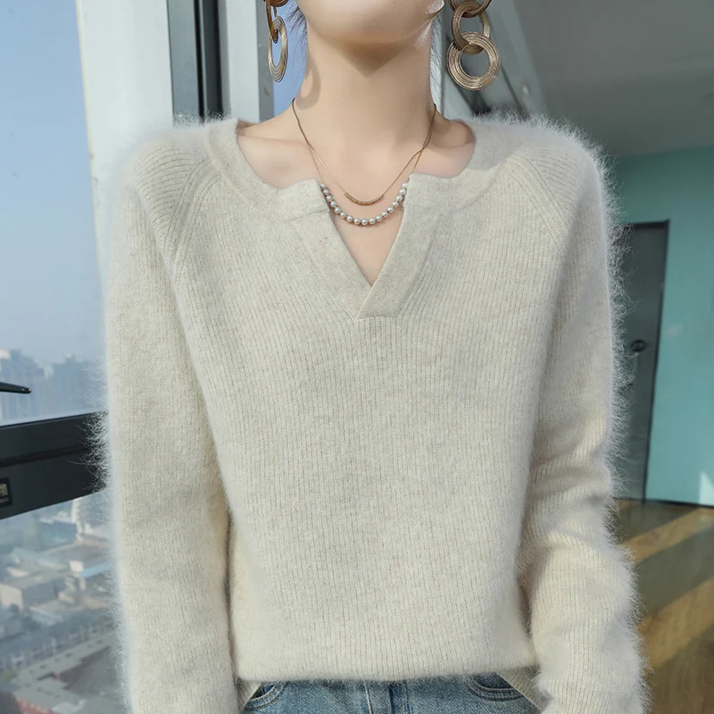 Женский вязаный свитер из 100% чистого норкового кашемира с v-образным вырезом, повседневная свободная рубашка больших размеров, осенне-зимний толстый топ с длинными рукавами
Женский вязаный свитер из 100% чистого норкового кашемира с v-образным вырезом, повседневная свободная рубашка больших размеров, осенне-зимний толстый топ с длинными рукавами