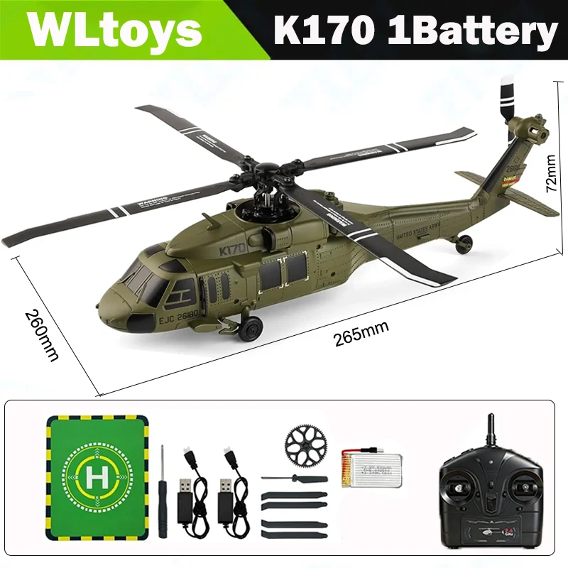 Радиоуправляемый вертолет WLtoys K170 UH-60L, бесщеточный двигатель 1106, 4 канала, 6-осевой гироскоп с функцией удержания высоты, защита от падения, для детей и взрослых
Радиоуправляемый вертолет WLtoys K170 UH-60L, бесщеточный двигатель 1106, 4 канала, 6-осевой гироскоп с функцией удержания высоты, защита от падения, для детей и взрослых