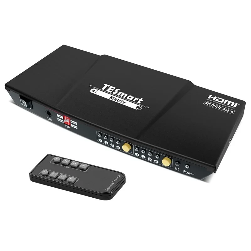 TESmart 4x2 4K 60HZ HD Matrix Switcher With Audio Extraction L/R AUX Audio Output Video Switch Splitter
TESmart 4x2 4K 60HZ HD Matrix Switcher With Audio Extraction L/R AUX Audio Output Video Switch Splitter