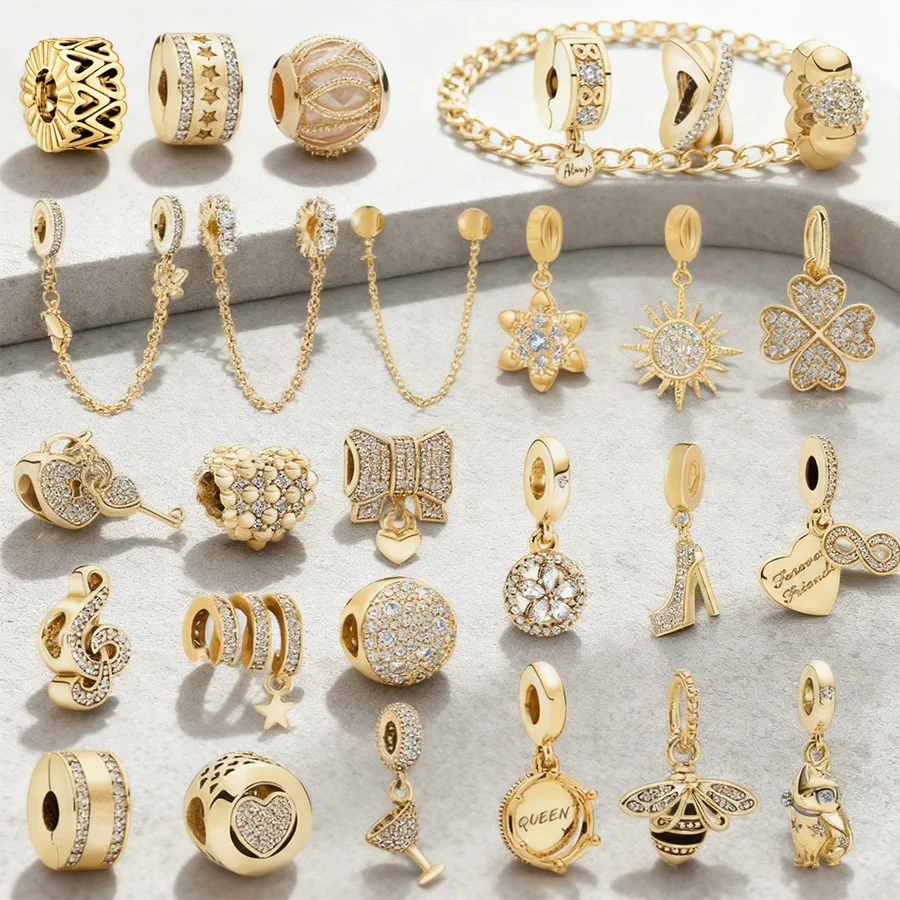 Gold Plated DIY Heart、Star、Animal Pendant Charm Bead Fit Original Silver 925 Bracelet Accessories Fashion Jewelry Gift for Women
Gold Plated DIY Heart、Star、Animal Pendant Charm Bead Fit Original Silver 925 Bracelet Accessories Fashion Jewelry Gift for Women