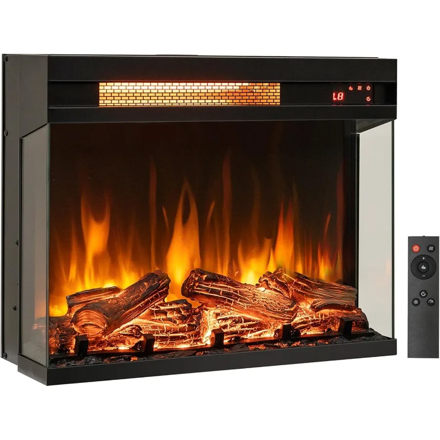 23 3Sided Electric Fireplace Insert 1500W Infrared Fire Place with 8 Flame Colors 9H Timer Remote Control Overheat Protection R
23 3Sided Electric Fireplace Insert 1500W Infrared Fire Place with 8 Flame Colors 9H Timer Remote Control Overheat Protection R