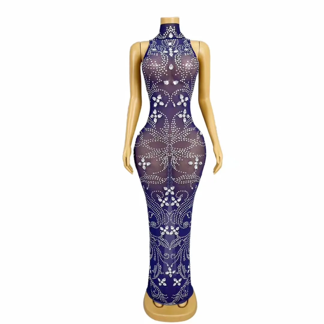 Women Sexy Sheath Long Dress Flashing Luxury Rhinestones Birthday Evening Party Club Singer Performance Costume Stage Show Wear
Women Sexy Sheath Long Dress Flashing Luxury Rhinestones Birthday Evening Party Club Singer Performance Costume Stage Show Wear