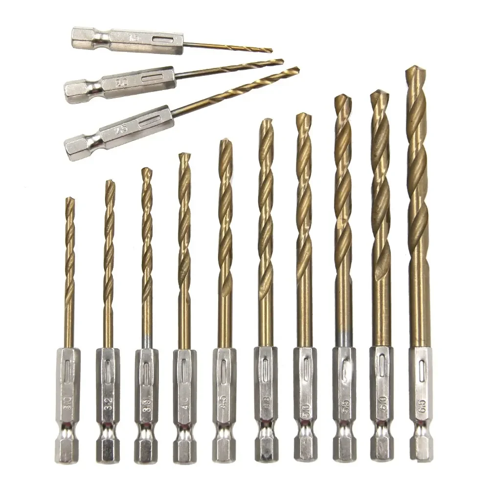 Hexagonal Handle 13pc Titanium Plated Fried Dough Twists Drill 1.5-6.5mm Electric Drill Screwdriver Drilling Reaming Drill Tool
Hexagonal Handle 13pc Titanium Plated Fried Dough Twists Drill 1.5-6.5mm Electric Drill Screwdriver Drilling Reaming Drill Tool