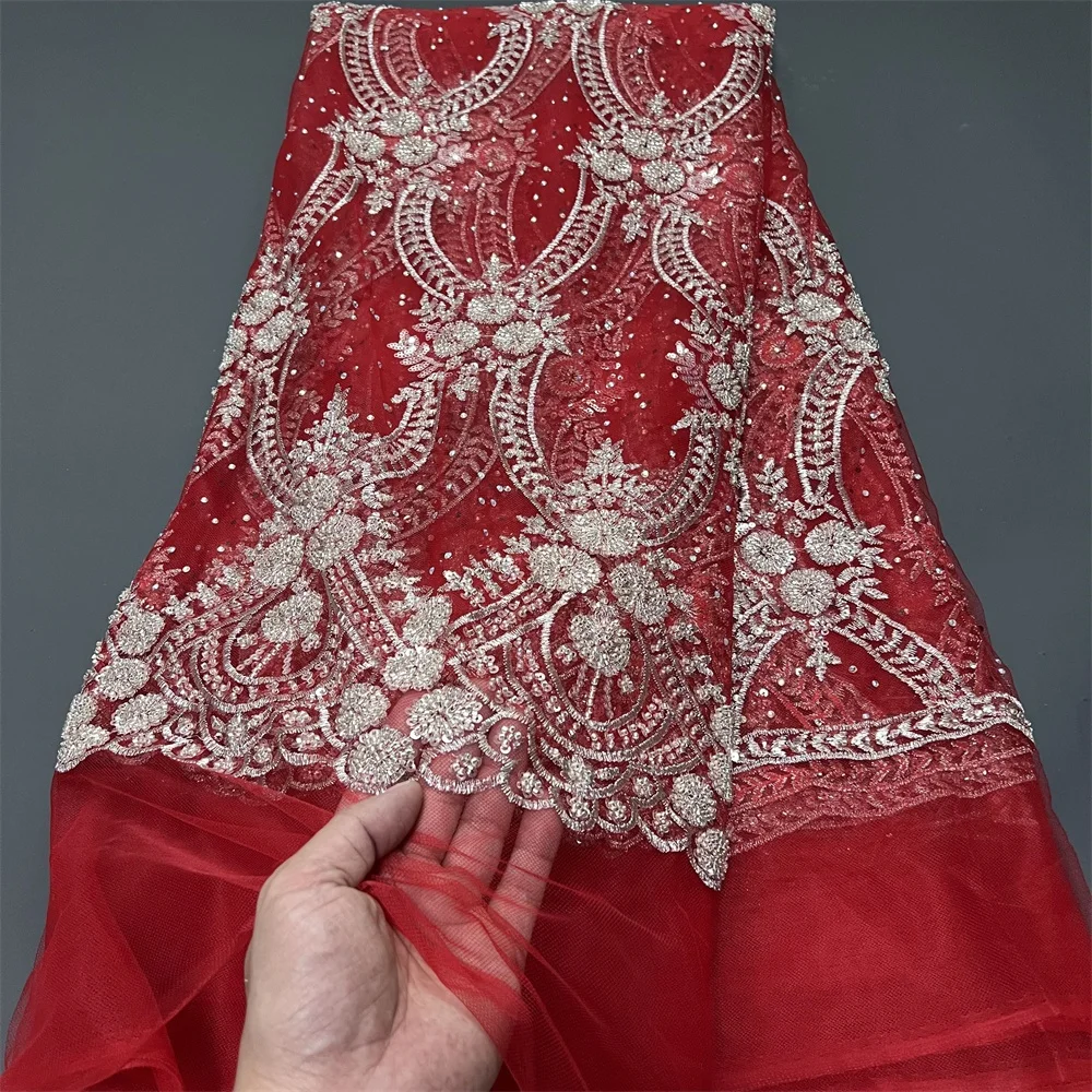 African Nigerian 2025 High-Quality Sequins Tulle Lace Fabric for Prom Dresses Beads Embroidery Sewing Net Cloth 5Yard ZJ112
African Nigerian 2025 High-Quality Sequins Tulle Lace Fabric for Prom Dresses Beads Embroidery Sewing Net Cloth 5Yard ZJ112