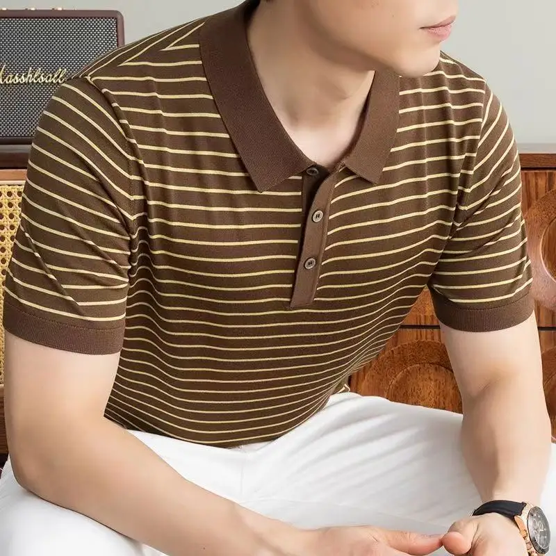 Men's 2026 New Arrival Striped Knit Polo Shirt Casual Short Sleeve Button Placket Breathable Summer Top for Business Daily Wear
Men's 2026 New Arrival Striped Knit Polo Shirt Casual Short Sleeve Button Placket Breathable Summer Top for Business Daily Wear